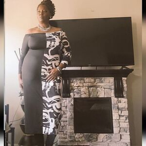 🛒Black and White Bodycon Dress